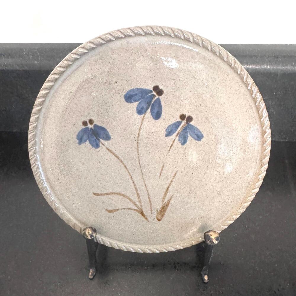 Vintage Jugtown Salt Glaze Studio Pottery Stoneware Plate - Handpainted Folk Art